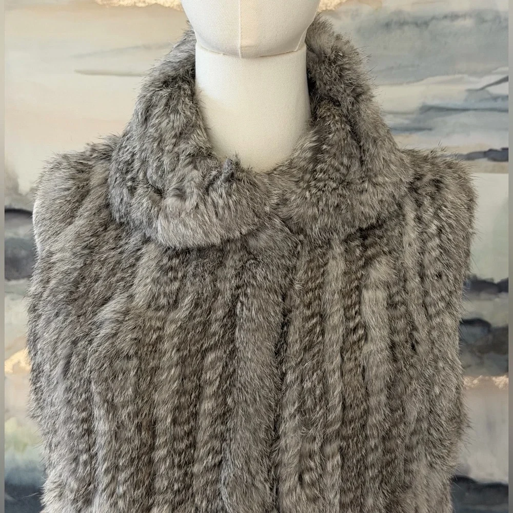 Bagatelle 100% Genuine Rabbit Fur Size S Winter Grey - Picture 2 of 16